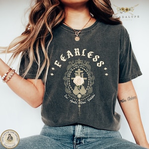 Miraculous Medal T-shirt, Virgin Mary Rosary T- shirt, Catholic Gifts for Women,  Marian Devotion Gifts, Marian Cross shirt