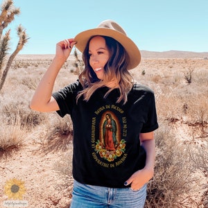 Camiseta Virgen de Guadalupe, Camiseta Nuestra Señora de Guadalupe, ClipArt Guadalupana, Camiseta Floral Virgen María, Ropa Católica, Regalos de Navidad