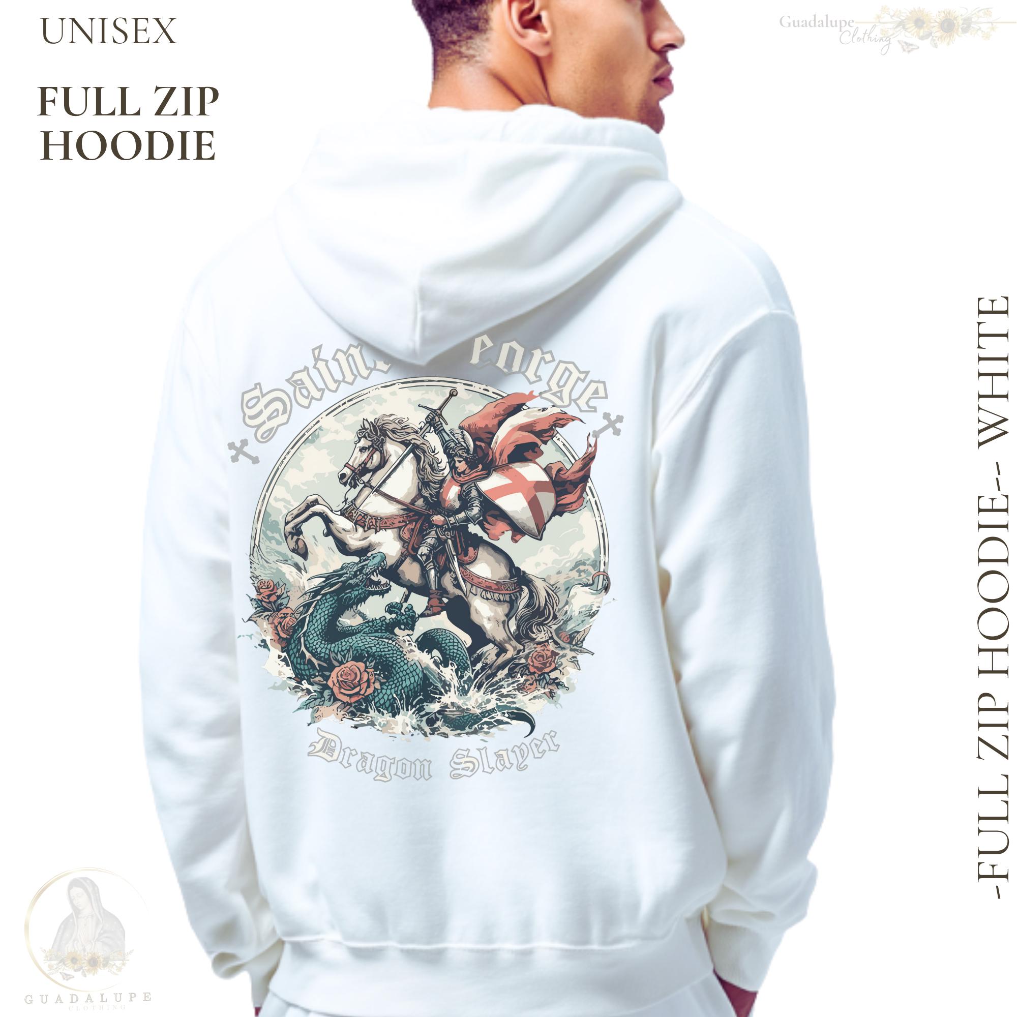 St George Slaying Dragon Full-zip Hoodie, Catholic Streetwear - Etsy