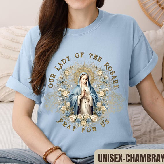 ロザリオの聖母Tシャツ、カトリックの聖母マリア信仰ギフト - Etsy 日本
