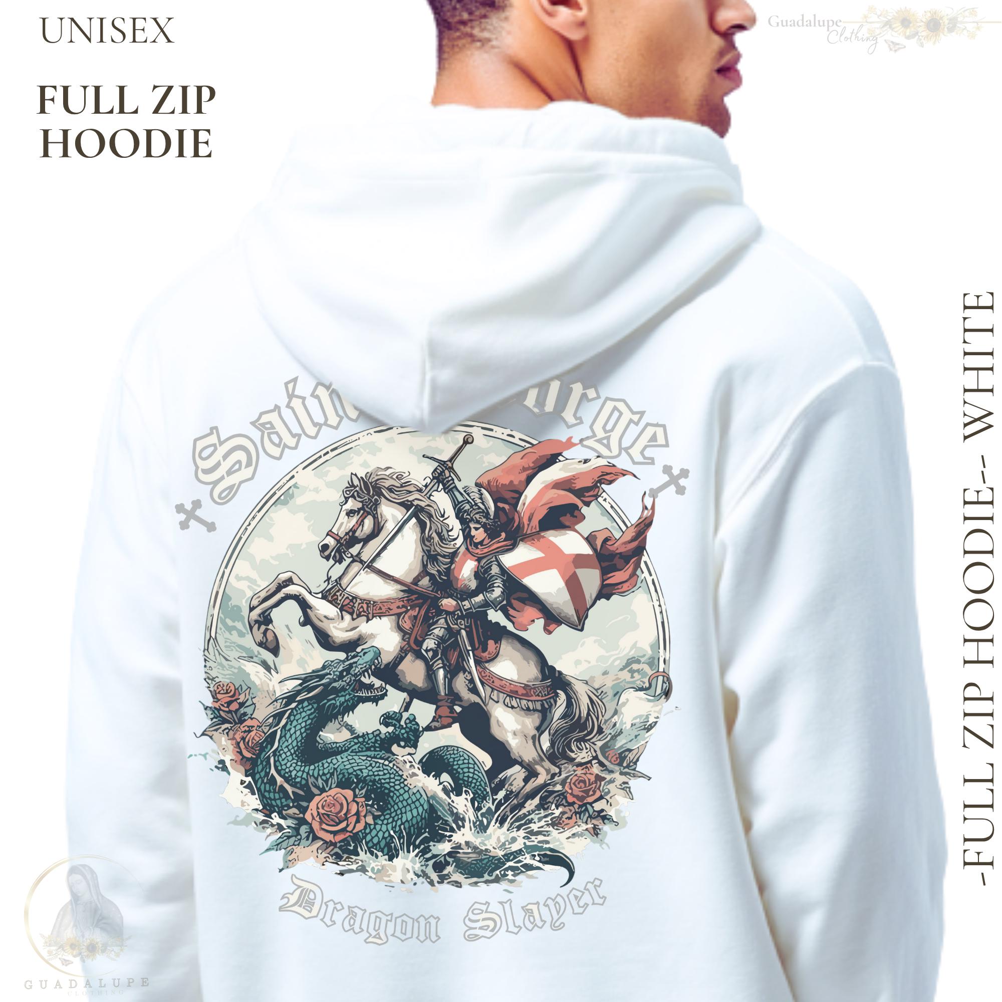 St George Slaying Dragon Full-zip Hoodie, Catholic Streetwear - Etsy