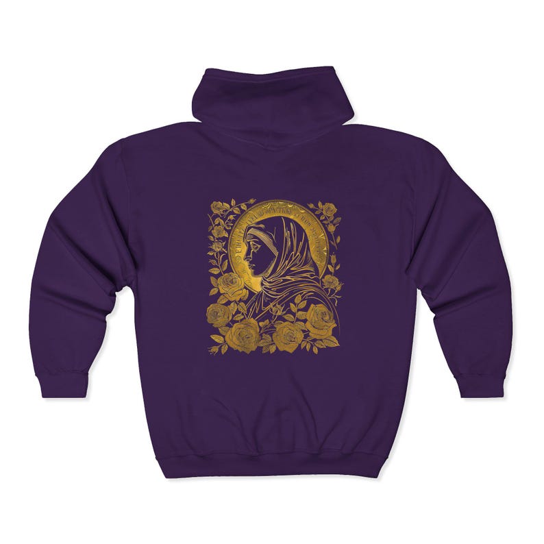 Virgin Mary Zip Up Hoodie, Catholic Faith Apparel image 17