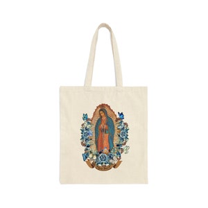 Unsere Dame von Guadalupe Canvas Einkaufstasche, ästhetische Jungfrau Maria Einkaufstasche, Guadalupe Schultertasche, Katholiken Geschenke