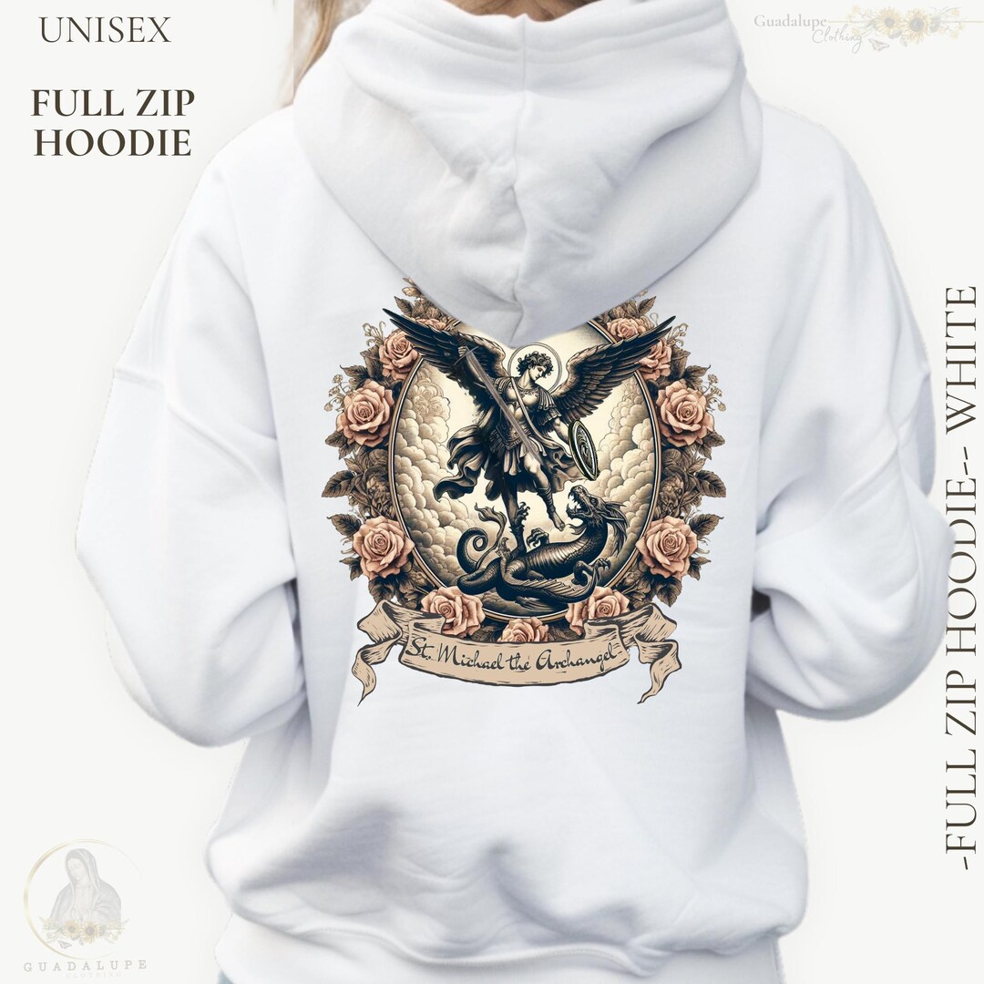 Catholic Mom Gifts, Vintage St. Michael Archangel Zip-up Hoodie