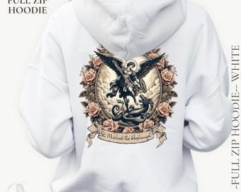 Catholic Mom Gifts, Vintage St. Michael Archangel Zip-Up Hoodie: Catholic Christian Gift