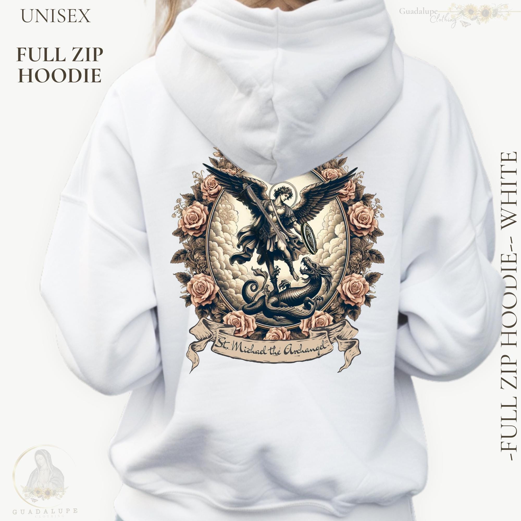 Catholic Mom Gifts, Vintage St. Michael Archangel Zip-up Hoodie