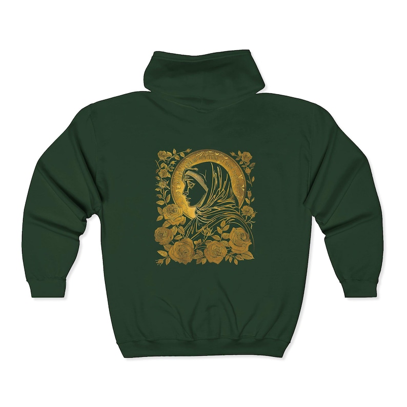 Virgin Mary Zip Up Hoodie, Catholic Faith Apparel image 13