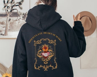 Immaculate Heart of Mary Hoodie Sweatshirt,  Blessed Virgin Mary Hoodie, Mother Of God Gifts, Catholic Gift