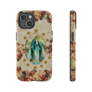 Custodie resistenti con medaglia miracolosa, iPhone di Nostra Signora delle Grazie, Samsung Galaxy e Google Pixel, regali unici cristiani cattolici
