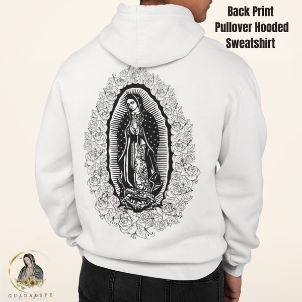 Virgencita Men Hoodie, Our Lady of Guadalupe Hoodie Sweatshirt, Virgen de Guadalupe Pullover, Vintage Catholic Hoodie, Xmas Gift for Him