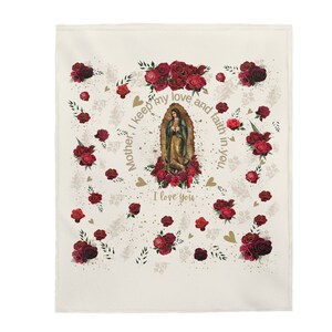 Cozy Guadalupe Blanket 50x60&quot;, Our Lady Of Guadalupe Gifts, Devotional Holiday Gift, Catholic ClipArt Gifts, Virgin Mary Gift, Abuela Gifts