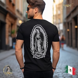 Presentes para ele, camiseta de presente de Nossa Senhora de Guadalupe, Virgen de Guadalupe, camisa retrô boho, presentes de melhor amigo, roupas de igreja