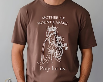 Camiseta de Nuestra Señora del Monte Carmelo: Camisa católica de colores cómodos y devocionales