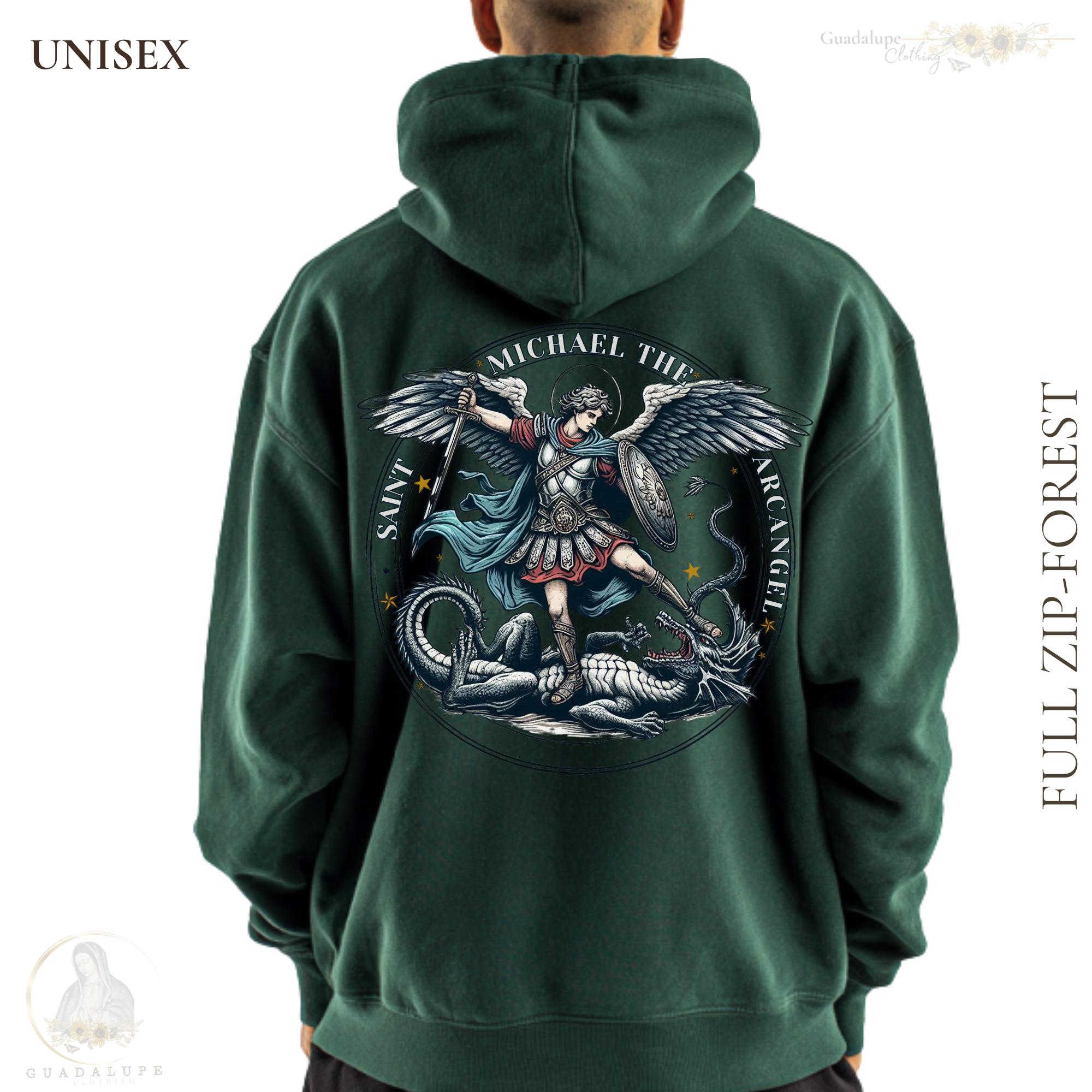 Saint Michael Archangel Full Zip Hoodie | Catholic Men Guardian
