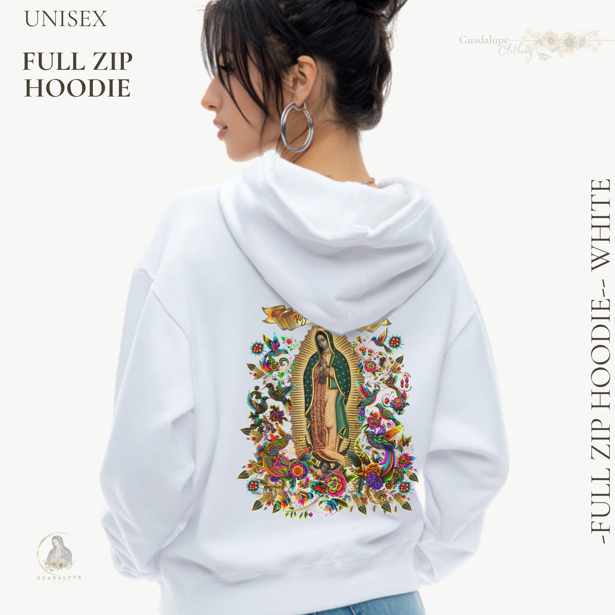 Our Lady of Guadalupe Zip up Hoodie | Virgen De Guadalupe Marian