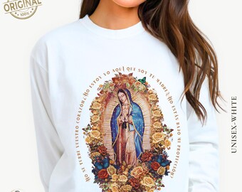 Our Lady of Guadalupe Long Sleeve Tee | Vintage Roses Marian Devotion Shirt