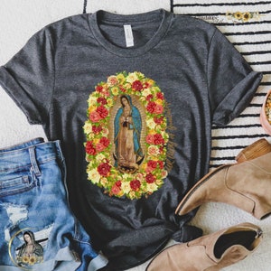Camiseta Virgen de Guadalupe, Ropa Guadalupe, Camiseta Nuestra Señora de Guadalupe, Ropa Latina, Regalos Virgen María, Regalos Mexicanos