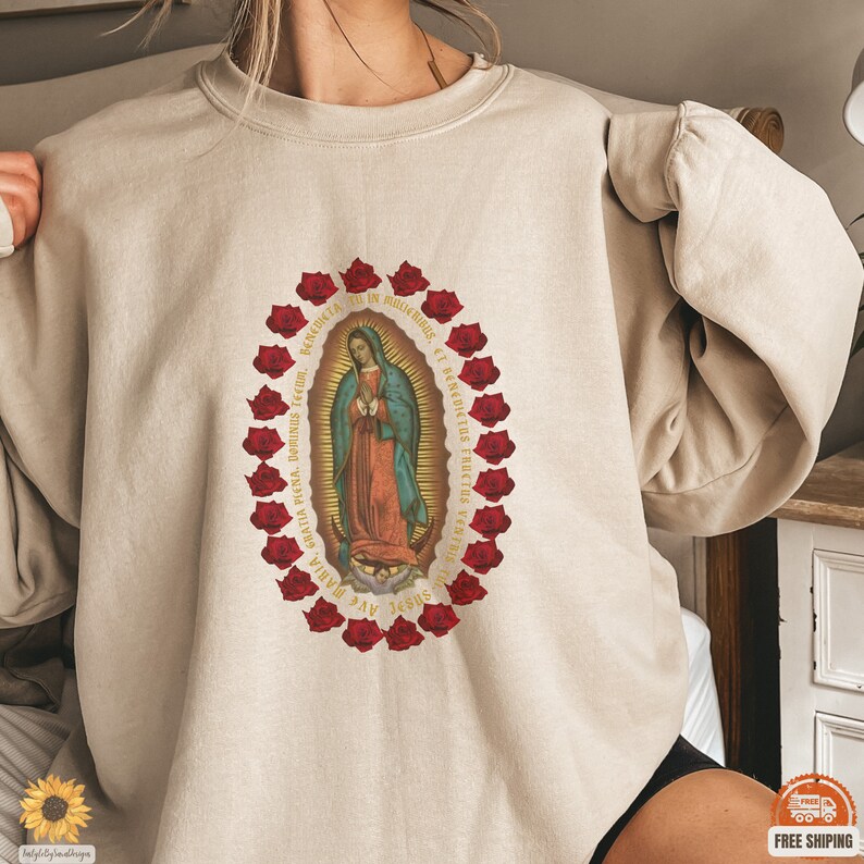 Vintage Guadalupe Sweatshirt Our Lady of Guadalupe Sweater - Etsy