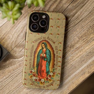 Religiöse Lady von Guadalupe Robuste Telefonhülle, Handyhülle für iPhone 16 Samsung GalaxyS24 Google Pixel 8, Katholische Geschenke, Jungfrau Maria