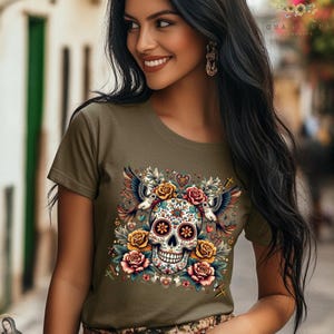 Day of the Dead Tshirt, Mexican Folk Art Dia de Los Muertos  Shirt, Unisex Fall  Festival Shirt, Mexican Halloween Shirt, Devotional Gifts