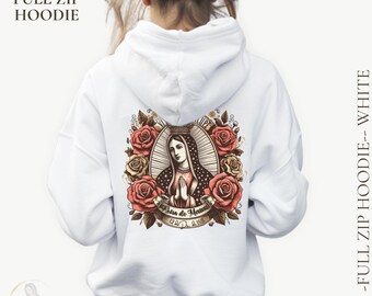 Catholic Mom Gifts, Our Lady of Guadalupe Zip Hoodie | Marian Devotional Wear