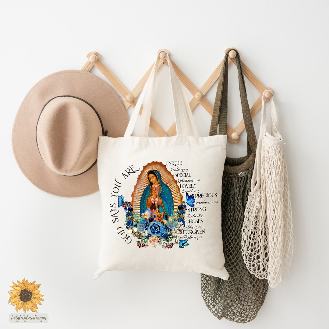 Our Lady of Guadalupe Canvas Tote Bag, Aesthetic Virgen De Guadalupe ...