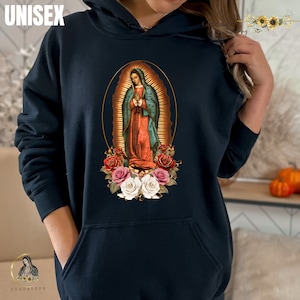 Sudadera con capucha Guadalupe, Sudadera con capucha Virgen de Guadalupe, Sudadera con capucha La Guadalupana, Ropa Católica, Regalos Católicos, Fiesta Religiosa