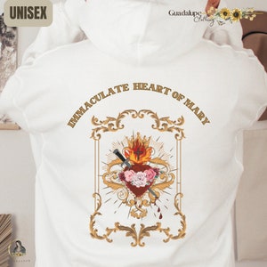 Immaculate Heart of Mary Hoodie Sweatshirt, Catholic Christina Clothing Blessed, Virgin Mary Hoodie, Mother Of God Gifts