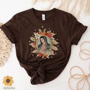 Vintage Nuestra Señora de Guadalupe T Shirt, Virgen de Guadalupe, Boho Retro Shirt, Catholic Clip Art Gifts, Bestfriend Gifts