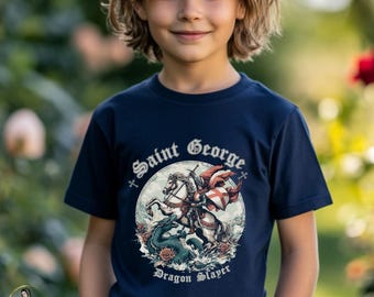 Camiseta juvenil de San Jorge Cazador de Dragones: Regalo de Confirmación Católica