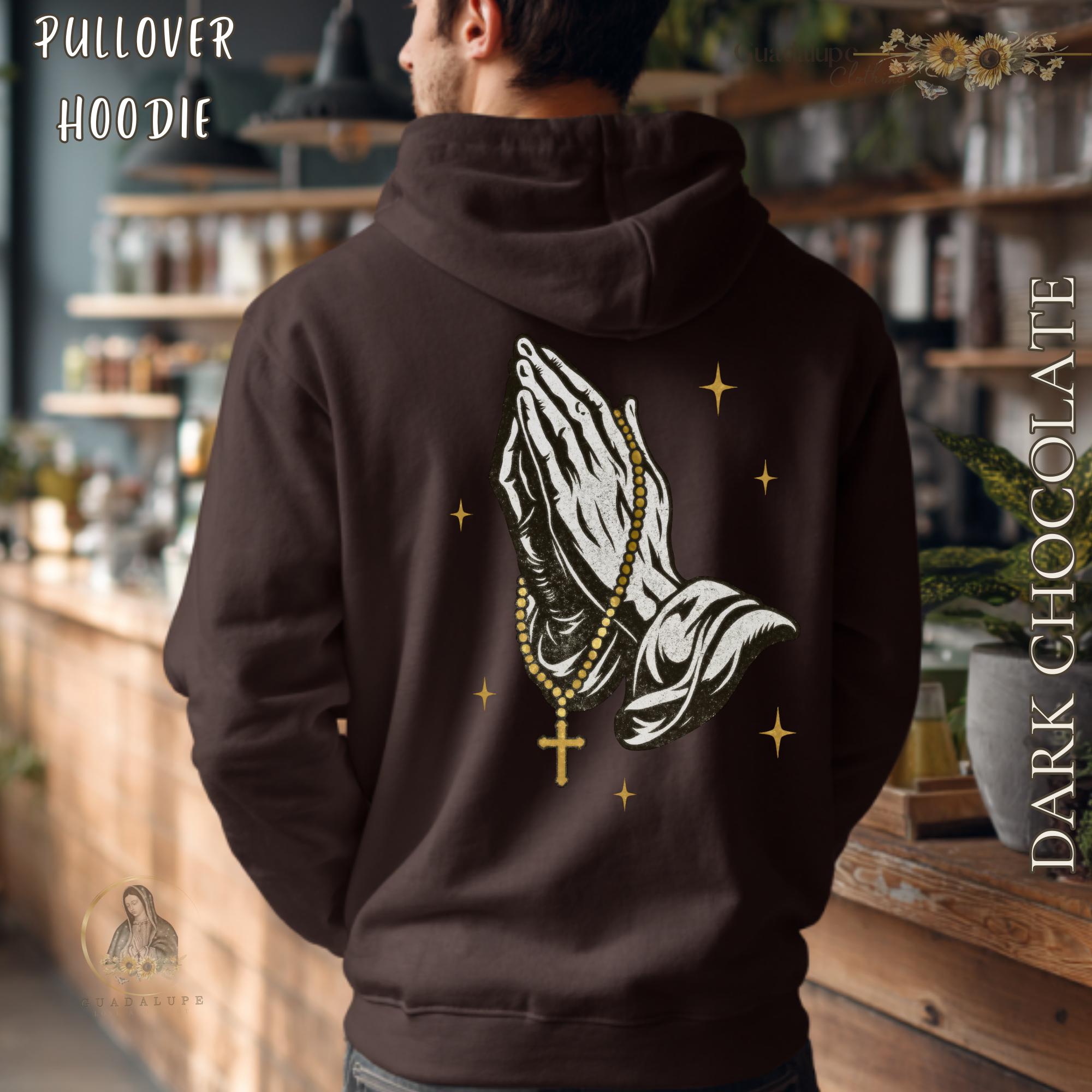 Our Lady of Guadalupe Praying Hands Rosary Hoodie | Catholic