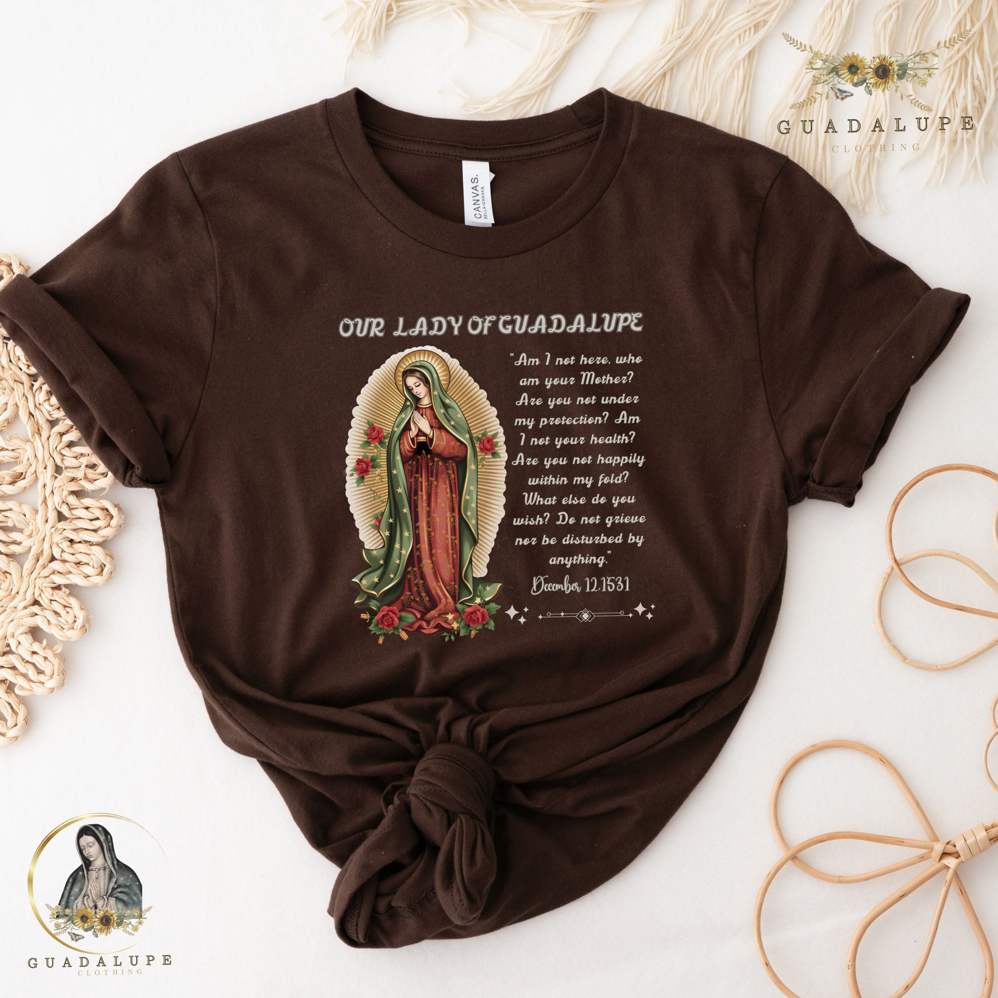 Vintage Our Lady of Guadalupe 2024 Anniversary Gift T Shirt, Virgen de Guadalupe, Bohemian Retro Shirt, Bestfriend Gifts