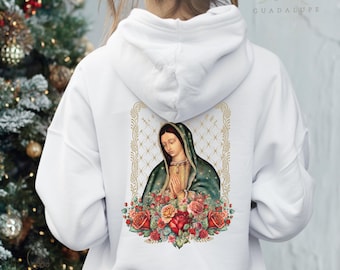 Catholic Mom Gifts, Our Lady of Guadalupe Full Zip Hoodie | Catholic Marian Sweatshirt
