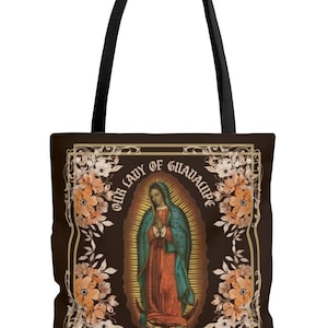 Bolsa tote nossa senhora de guadalupe, sacola estética da virgem maria, bolsa de ombro virgem guadalupe, sacola de compras boho, presentes católicos
