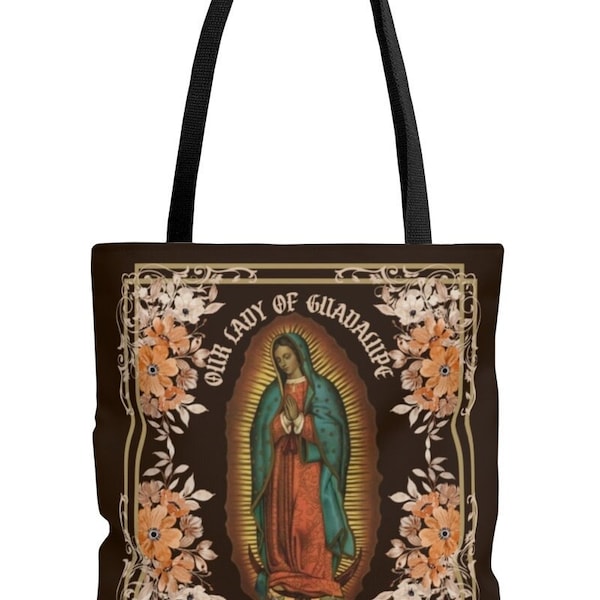 Sac fourre-tout Notre-Dame de Guadalupe, sac fourre-tout esthétique Vierge Marie, sac à bandoulière Vierge Guadalupe, sac fourre-tout bohème, cadeaux catholiques