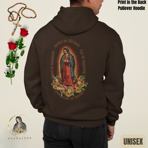 Boho Vintage Style Virgen Guadalupe Sweatshirt Hoodie, Virgin Mary Hoodie, Marian Devotion, Catholic Gifts, Religious Gift,  Church Hoodie