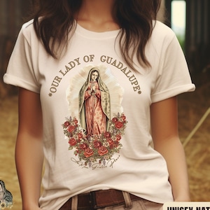 Camiseta de Fiesta Virgencita de Guadalupe de estilo country occidental, camiseta de aniversario de Nuestra Señora de estilo vintage, regalos devocionales de Navidad