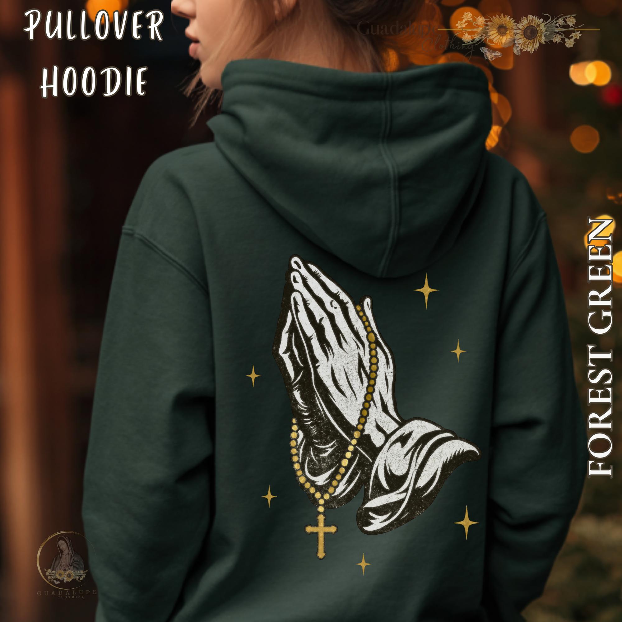 トップス praying GIRL AND CIGARETTE HOODIE Our Lady of Guadalupe Praying Hands Rosary Hoodie | Catholic