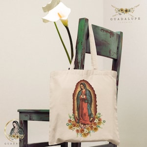 Unsere Dame von Guadalupe Canvas Einkaufstasche, ästhetische Jungfrau Maria Einkaufstasche, Guadalupe Schultertasche, Katholiken Geschenke