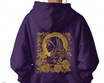 Virgin Mary Zip Up Hoodie, Catholic Faith Apparel