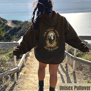 Unisex San Judas Tadeo Hooded Sweatshirt, Vintage Catholic Clipart St. Jude Thaddeus Hoodie, Catholic Patron Devotional Gifts