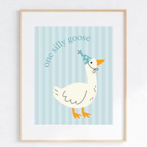 ONE SILLY GOOSE Blue Digital Download Art First Birthday