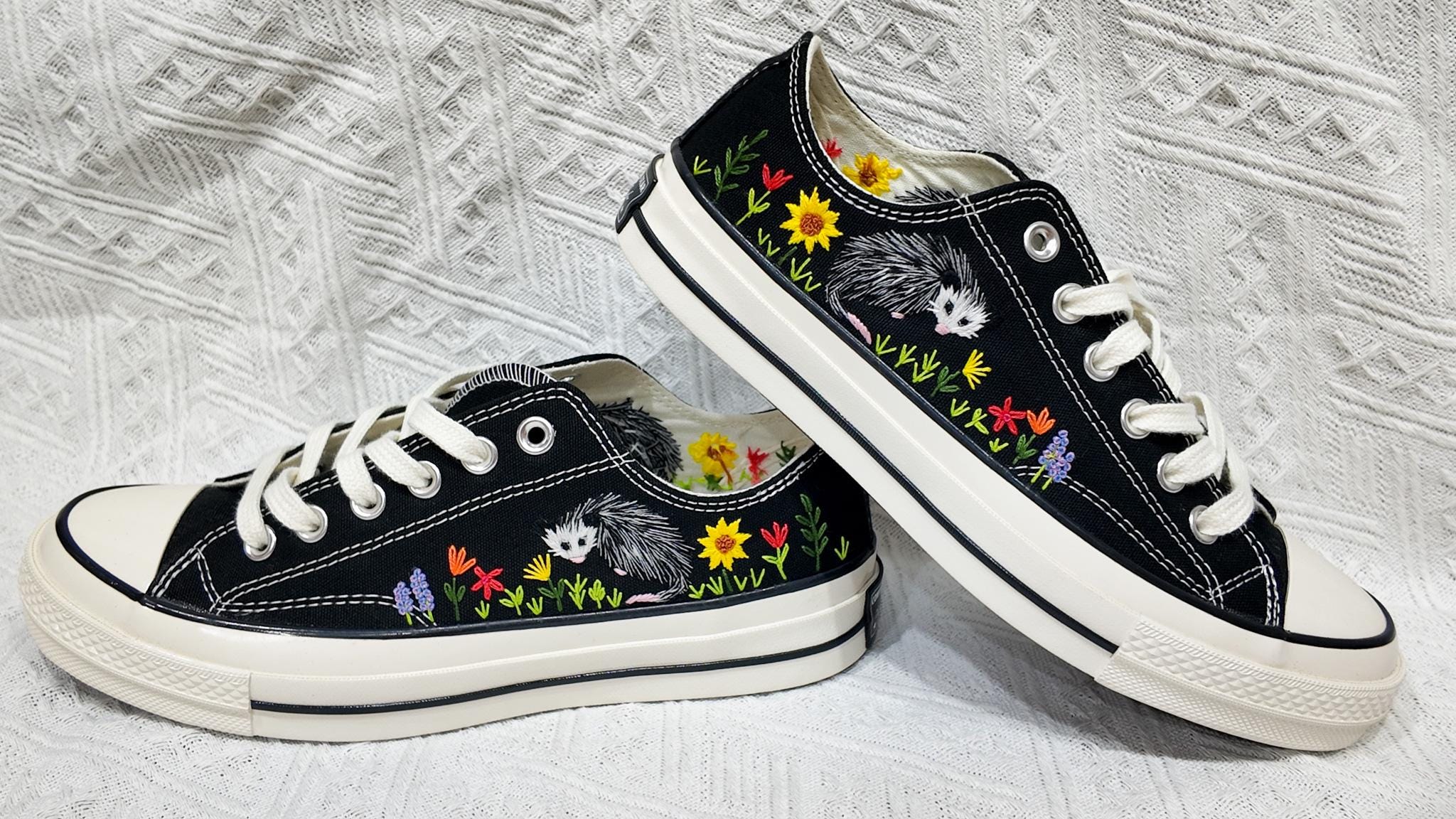 Custom Opossum Converse,hand Embroidered Opossum Shoes