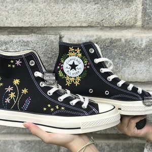 Floral embroidered Converse High tops/ Embroidered Converse wedding/ Converse Chuck Taylor 70/ Chuck Taylor Converse Women&#39;s