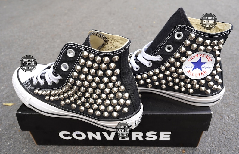 Black Studded Converse High Tops/ Studded Converse Shoes Black High Top