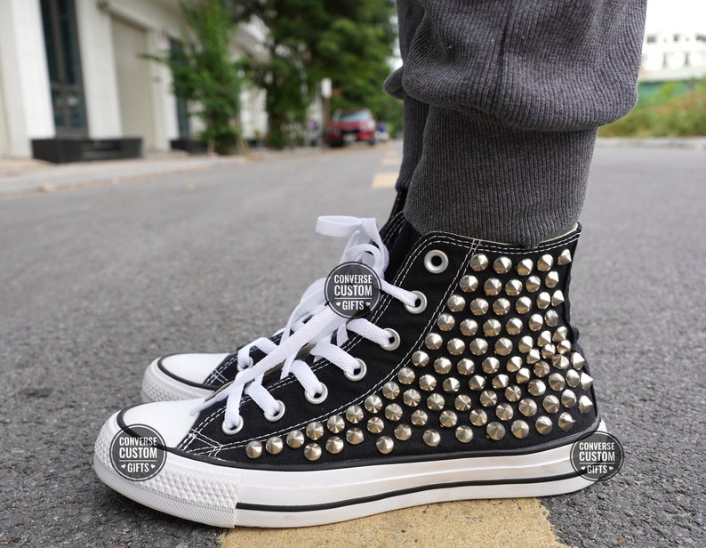Black Studded Converse High Tops/ Studded Converse Shoes Black High Top