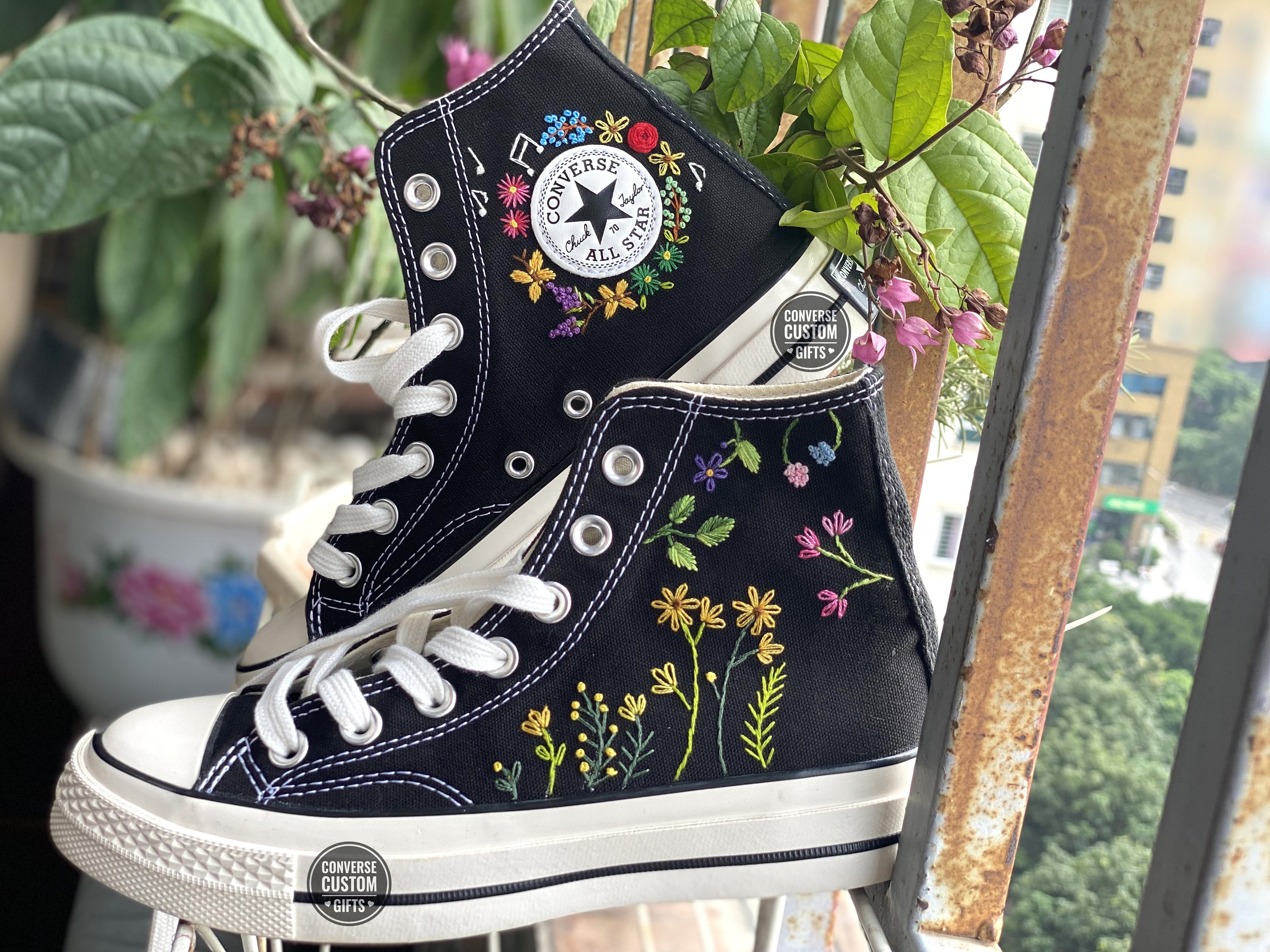 Converse bordado floral personalizado / Flores converse Etsy España