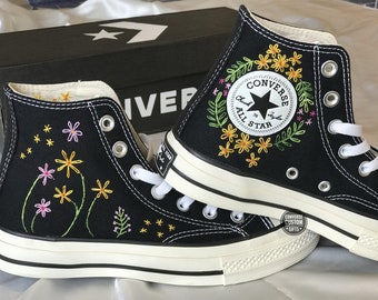Hand Embroidered Floral Converse Chuck Taylor 70 High Tops