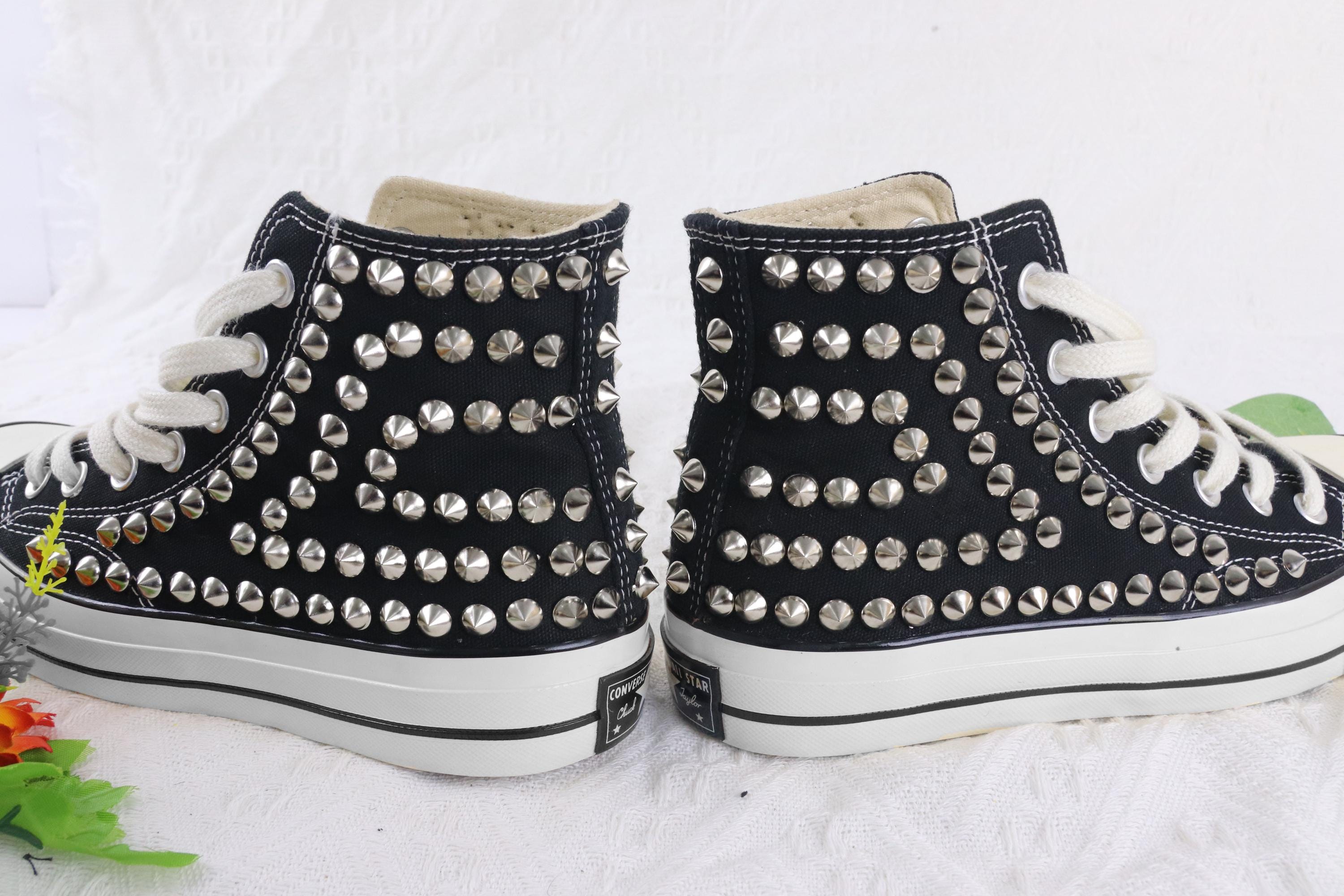 Punk Rocker Shoes Handcrafted Studded Converse High Top Sneakers: Punk Rock Shoes - Etsy