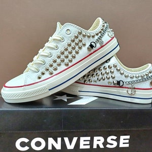 Genuine CONVERSE White With Studs & Chains All-star Chuck Genuine CONVERSE White With Studs & Chains All-star Chuck